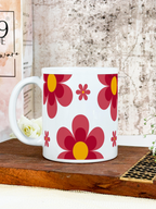 Ceramic White Mug 350ml | Retro Bloom | Pocket Picks Mugs