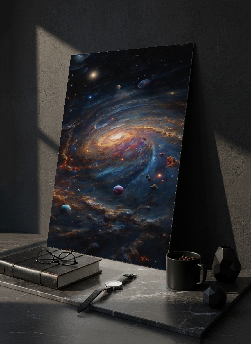 Printed 4K Ultra Gloss Metal Frame A3 Size | Cosmic Infinity Vibes Print | 1.2mm Premium Thickness Wall Frame (12x18 Inches)