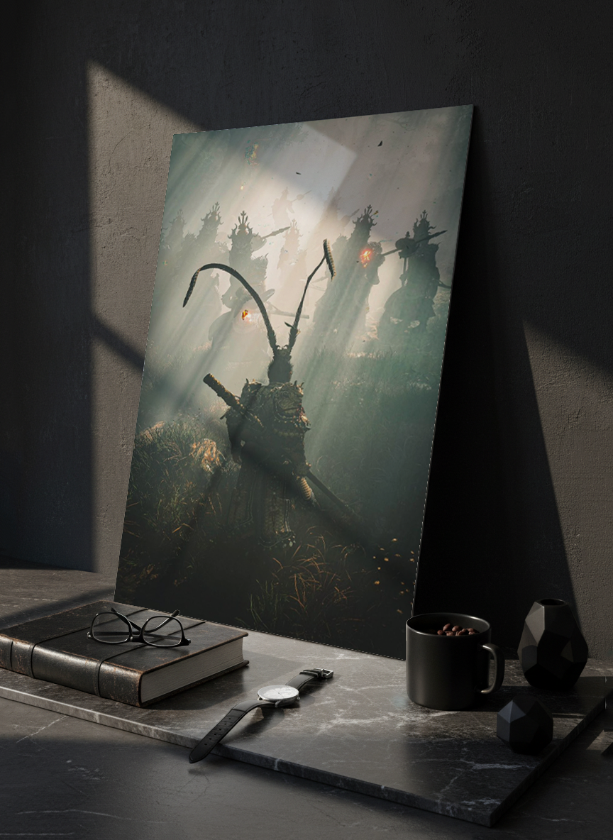 Printed 4K Ultra Gloss Metal Frame A3 Size | Spirit of the Samurai Print | 1.2mm Premium Thickness Wall Frame (12x18 Inches)