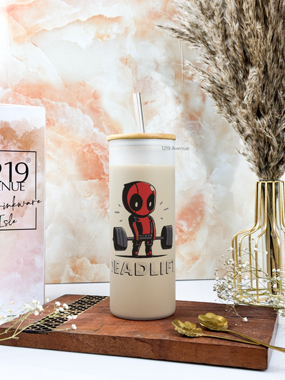 Frosted Grande Sipper 650ml| Deadpool Deadlift Print| 20oz Tall Tumbler with Straw and Lid