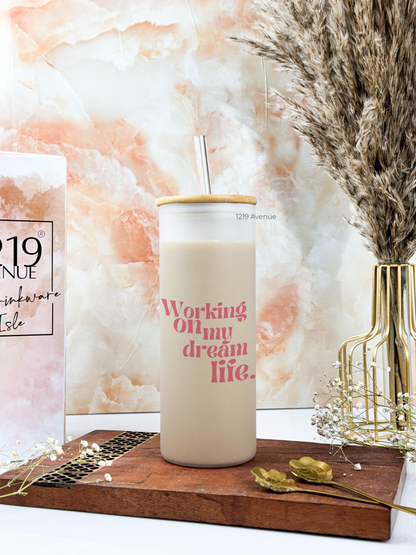 Frosted Grande Sipper 650ml| Dream Life Print| 20oz Tall Tumbler with Straw and Lid