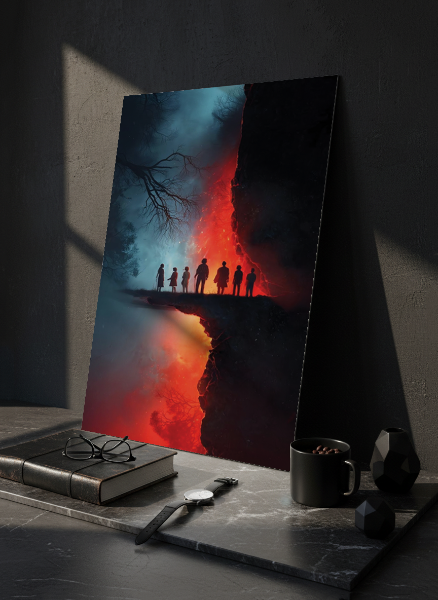 Printed 4K Ultra Gloss Metal Frame A3 Size | STRANGER THINGS-Parralel Edge Print | 1.2mm Premium Thickness Wall Frame (12x18 Inches)