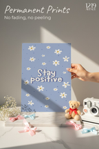 Printed 4K Ultra Gloss Metal Frame A3 Size | Blue Bloom Positivity Print | 1.2mm Premium Thickness Wall Frame (12x18 Inches)