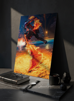 Printed 4K Ultra Gloss Metal Frame A3 Size | Flame Rage Unleashed Print | 1.2mm Premium Thickness Wall Frame (12x18 Inches)