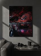 Printed 4K Ultra Gloss Metal Frame A3 Size | Dragon Night Racer Print | 1.2mm Premium Thickness Wall Frame (12x18 Inches)