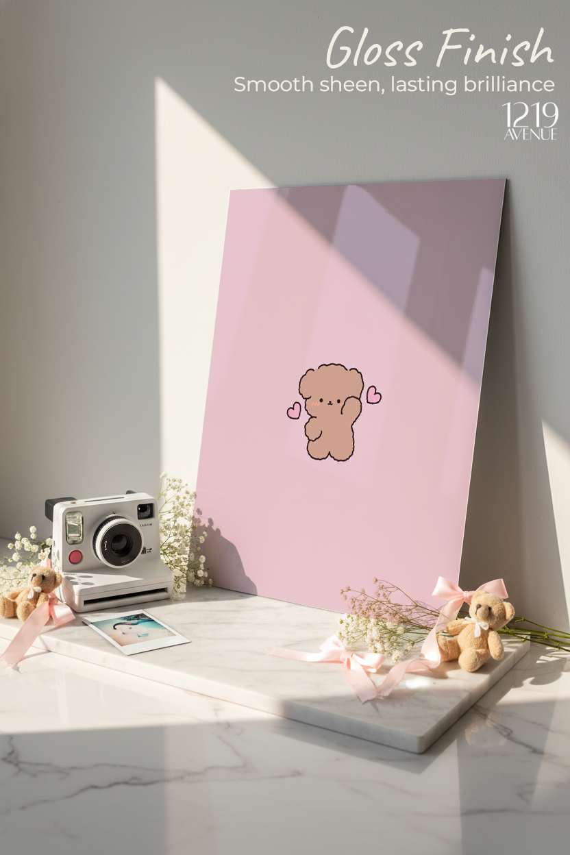 Printed 4K Ultra Gloss Metal Frame A3 Size | Lil Bear Love Print | 1.2mm Premium Thickness Wall Frame (12x18 Inches)