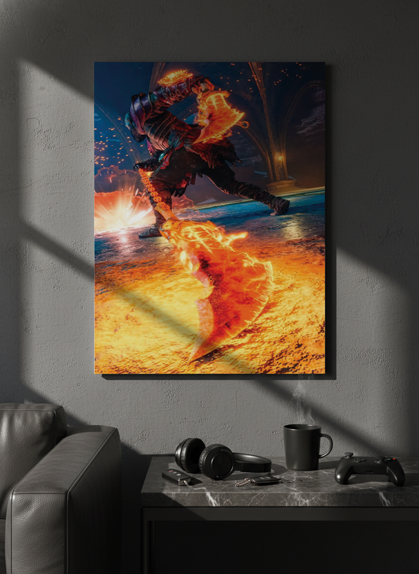 Printed 4K Ultra Gloss Metal Frame A3 Size | Flame Rage Unleashed Print | 1.2mm Premium Thickness Wall Frame (12x18 Inches)