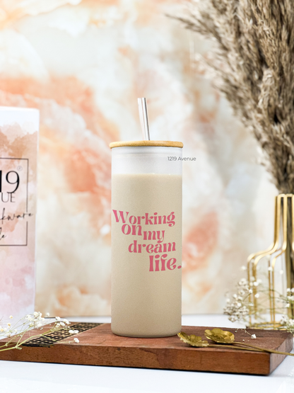 Frosted Grande Sipper 650ml| Dream Life Print| 20oz Tall Tumbler with Straw and Lid