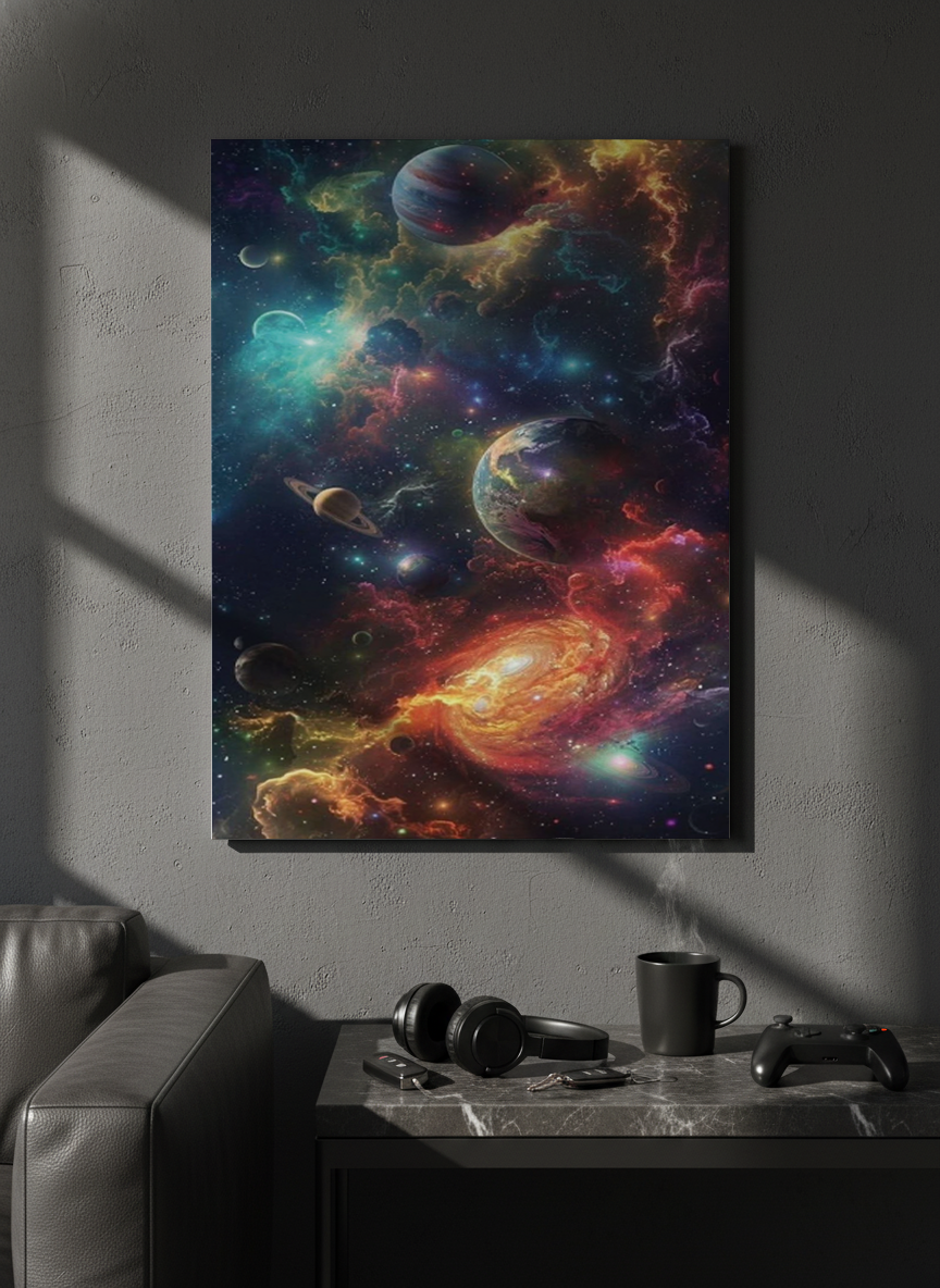 Printed 4K Ultra Gloss Metal Frame A3 Size | Cosmic Dreamscape Print | 1.2mm Premium Thickness Wall Frame (12x18 Inches)