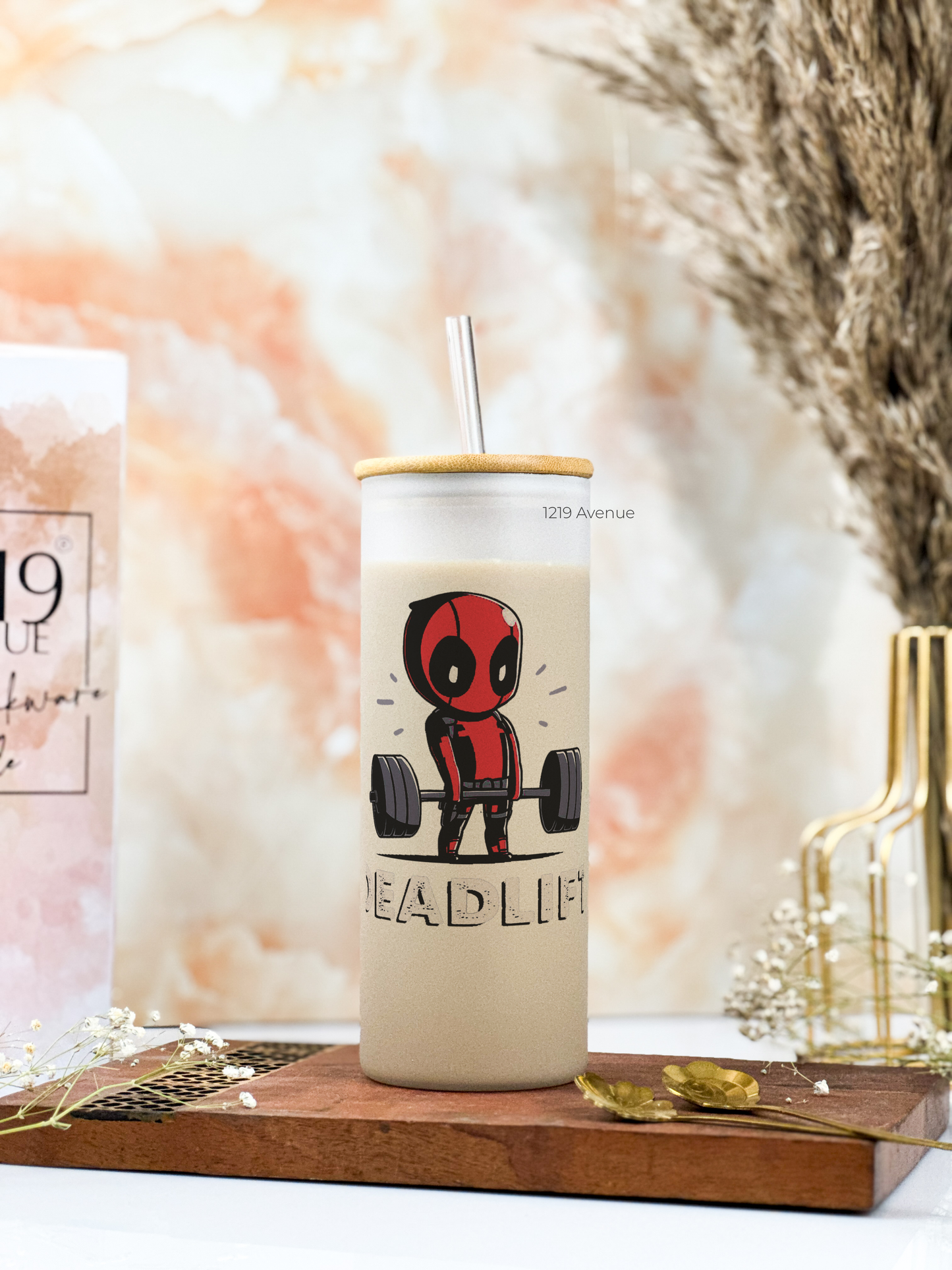 Frosted Grande Sipper 650ml| Deadpool Deadlift Print| 20oz Tall Tumbler with Straw and Lid