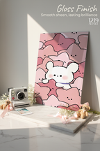 Printed 4K Ultra Gloss Metal Frame A3 Size | Hug Me Pink Print | 1.2mm Premium Thickness Wall Frame (12x18 Inches)