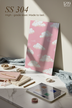 Printed 4K Ultra Gloss Metal Frame A3 Size | Blush Clouds Print | 1.2mm Premium Thickness Wall Frame (12x18 Inches)
