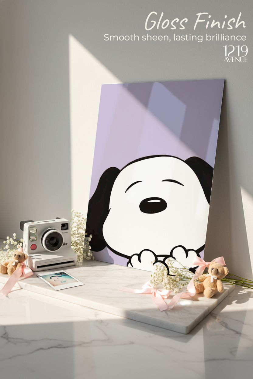 Printed 4K Ultra Gloss Metal Frame A3 Size | Sleepy Pup Print | 1.2mm Premium Thickness Wall Frame (12x18 Inches)