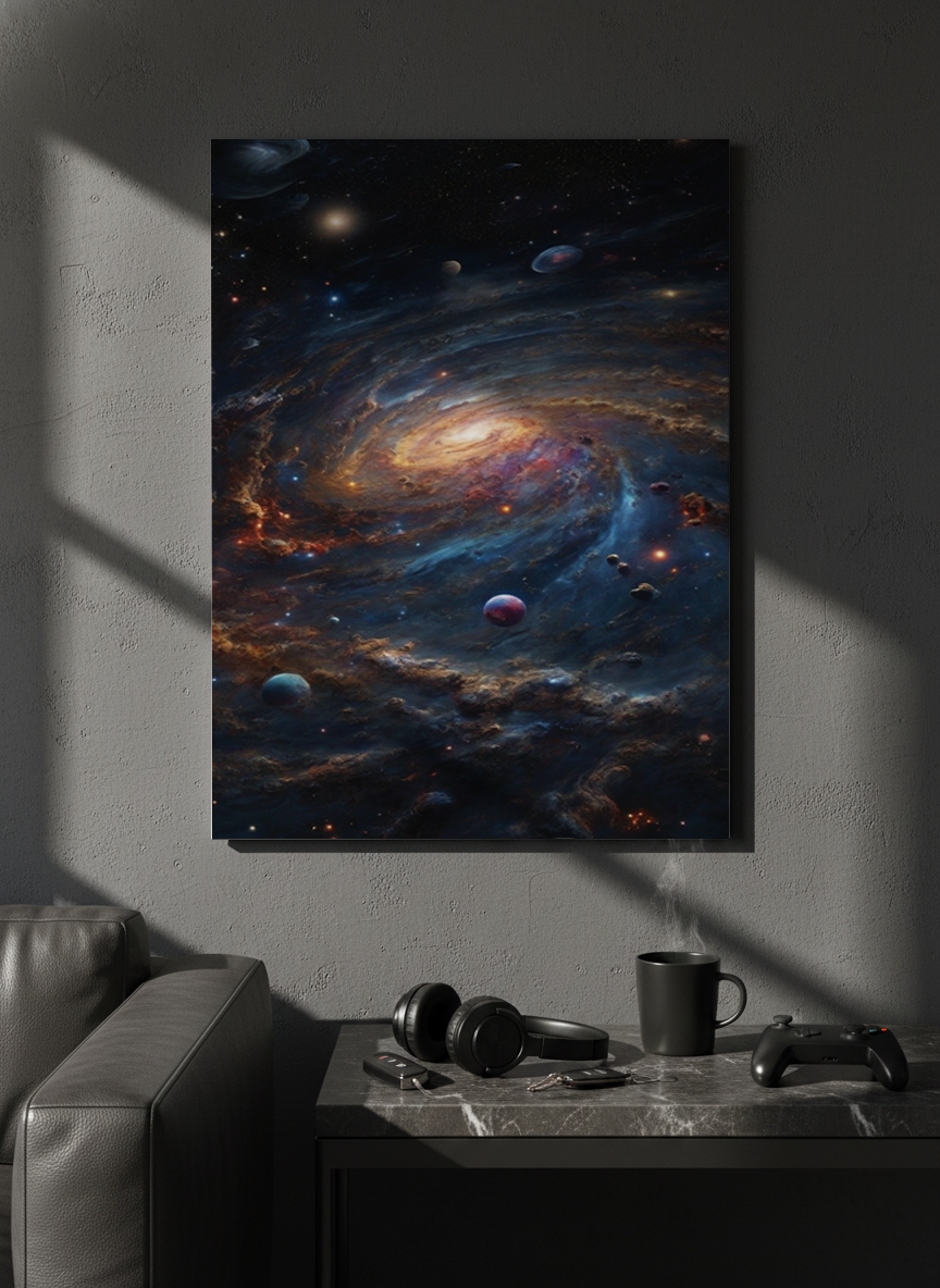 Printed 4K Ultra Gloss Metal Frame A3 Size | Cosmic Infinity Vibes Print | 1.2mm Premium Thickness Wall Frame (12x18 Inches)