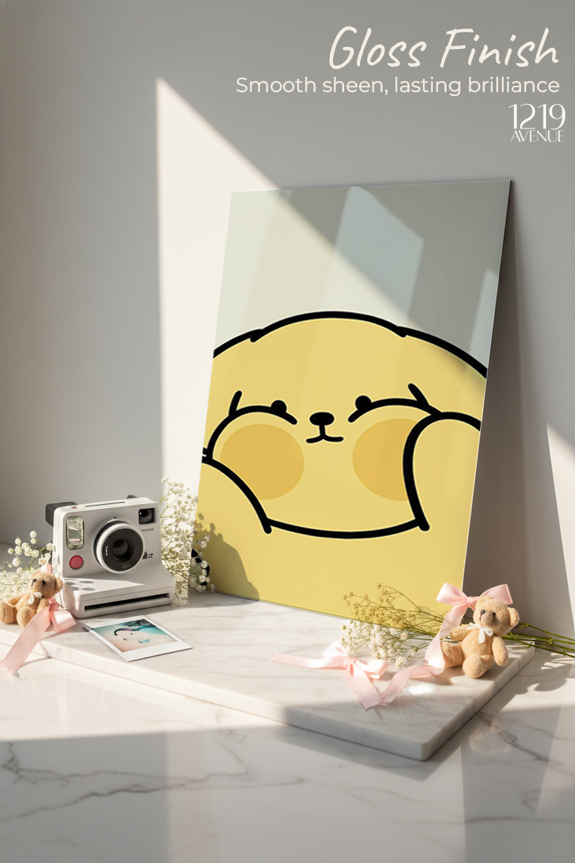 Printed 4K Ultra Gloss Metal Frame A3 Size | Chubby Cheeks Print | 1.2mm Premium Thickness Wall Frame (12x18 Inches)