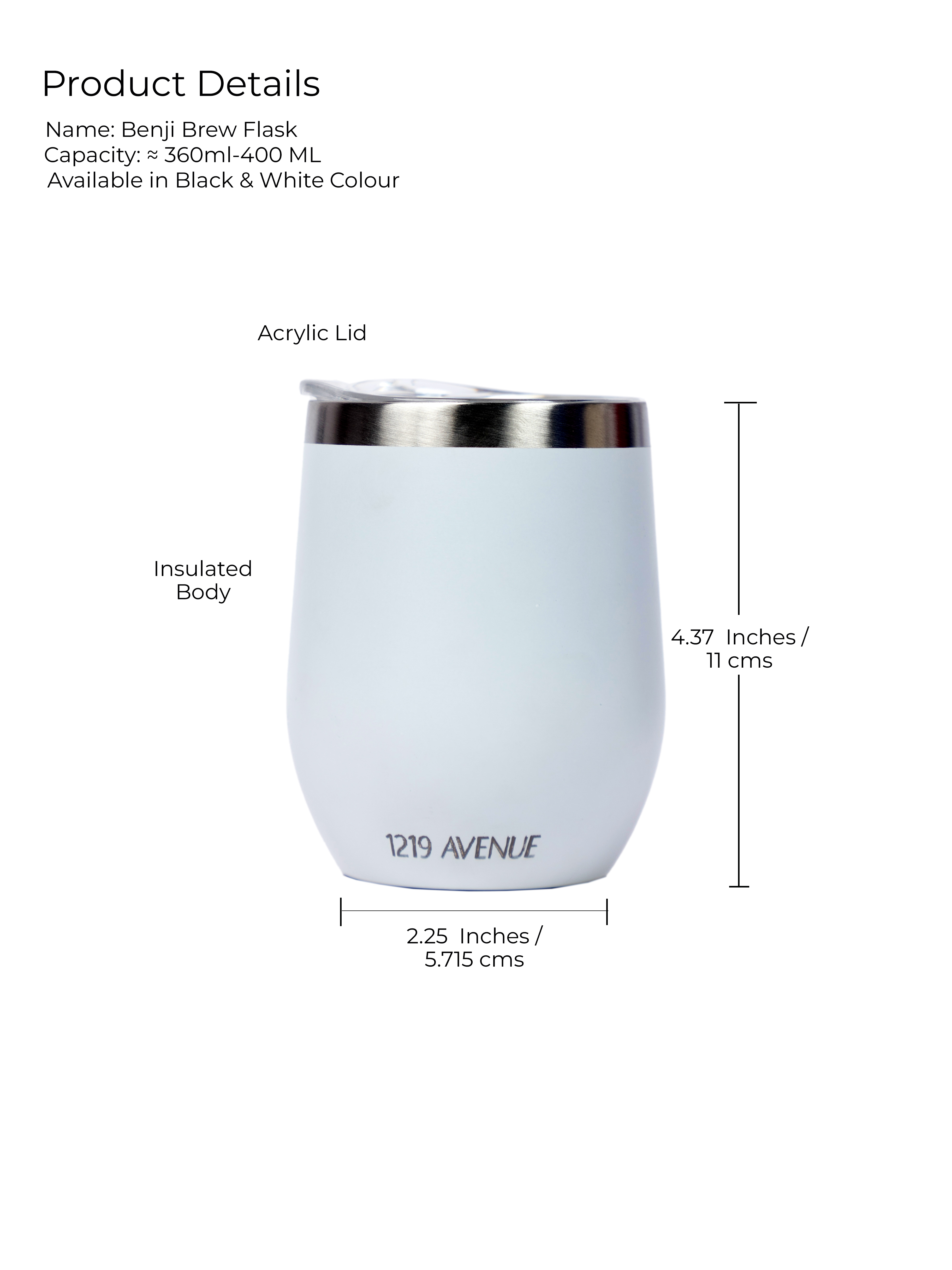 1219 Avenue Benji Brew Coffee Flask with secure Lid 420ml 1219 Avenue India