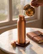 1219 Avenue Copper Heritage Bottle 3 in 1 Combo | 99% Pure Copper Water Bottle 1000ml with 2 Copper Glasses | Leakproof | Premium Ayurvedic Copper Drinkware Set 1219 Avenue