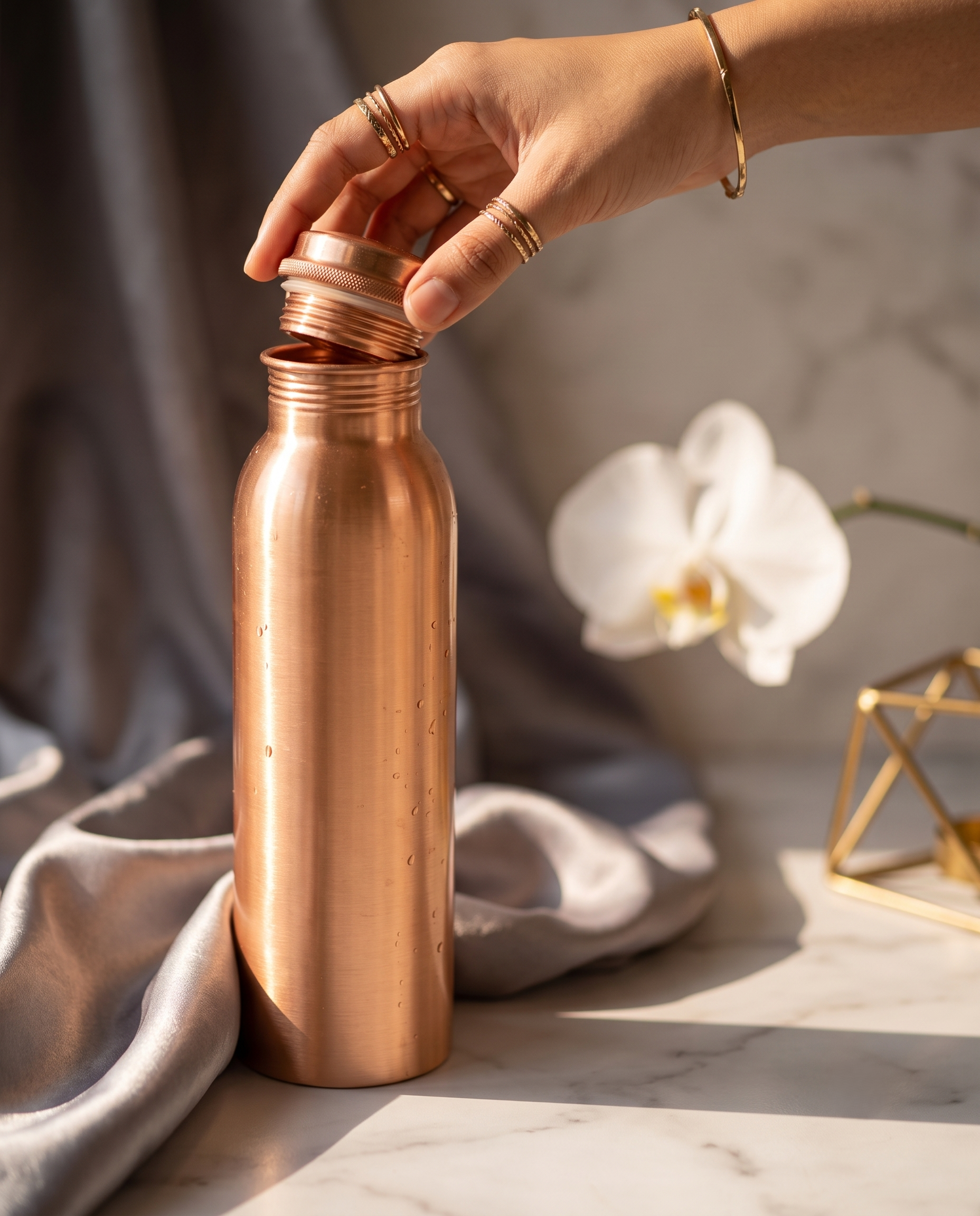 1219 Avenue Copper Heritage Bottle 3 in 1 Combo | 99% Pure Copper Water Bottle 1000ml with 2 Copper Glasses | Leakproof | Premium Ayurvedic Copper Drinkware Set 1219 Avenue