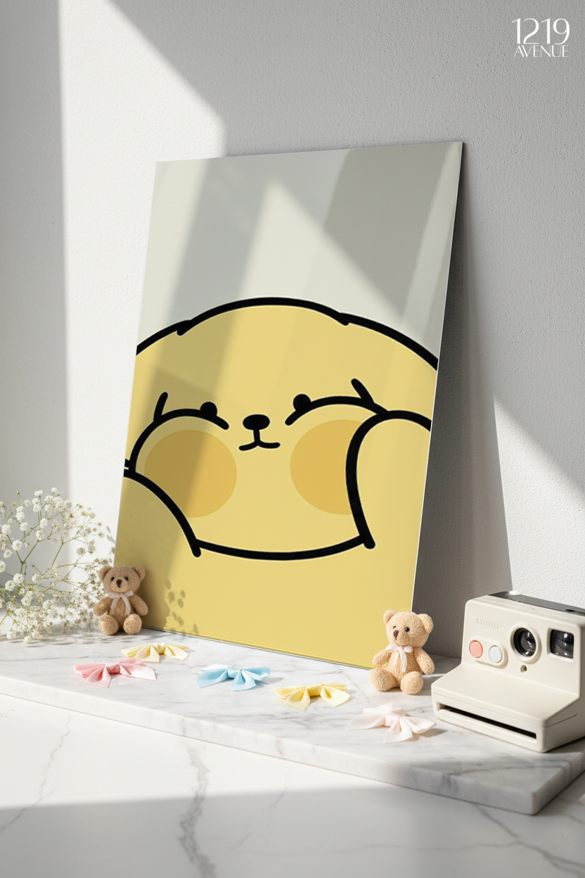 Printed 4K Ultra Gloss Metal Frame A3 Size | Chubby Cheeks Print | 1.2mm Premium Thickness Wall Frame (12x18 Inches)