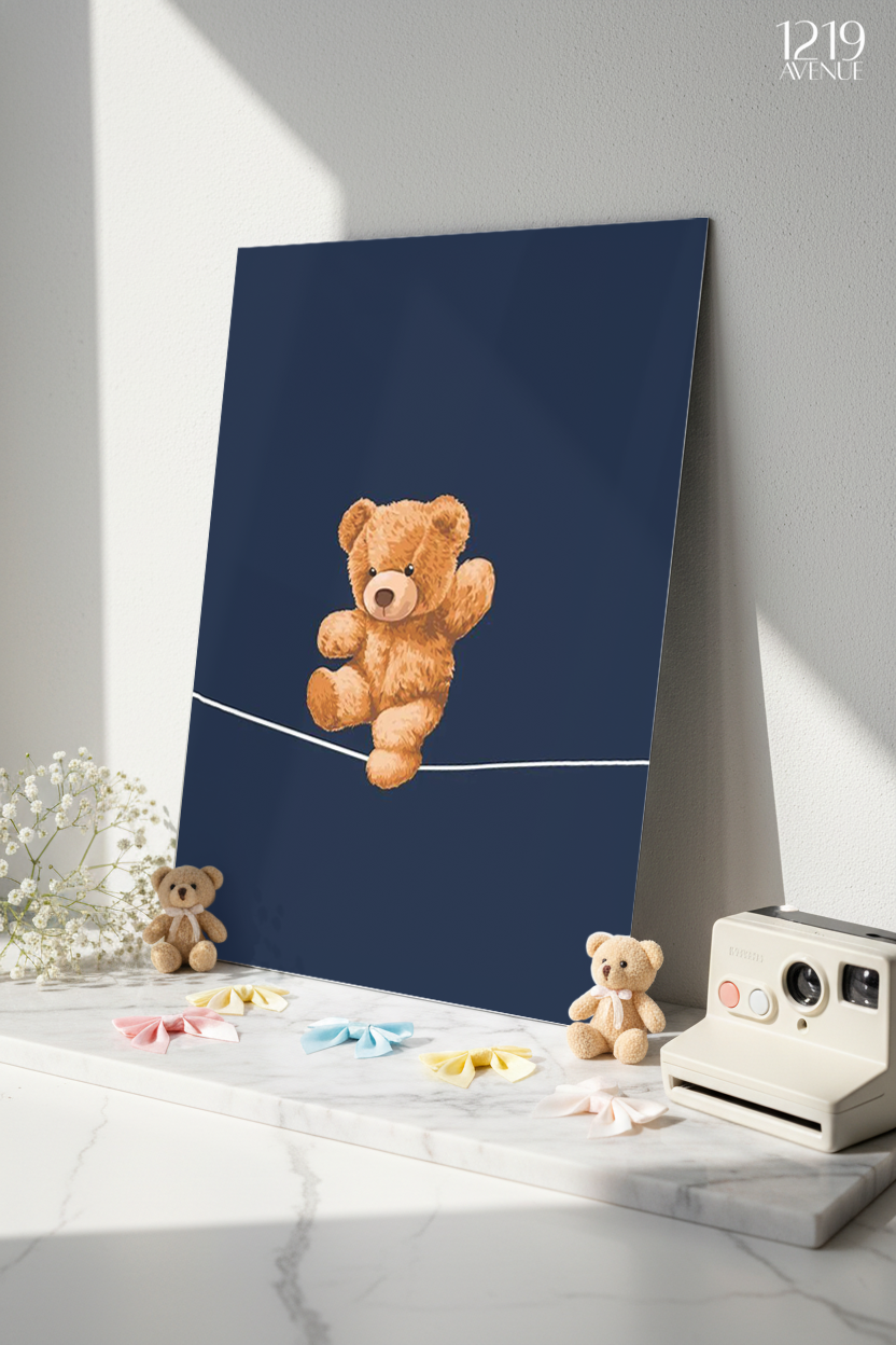 Printed 4K Ultra Gloss Metal Frame A3 Size | Bearly Holding Print | 1.2mm Premium Thickness Wall Frame (12x18 Inches)