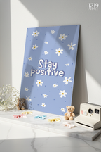 Printed 4K Ultra Gloss Metal Frame A3 Size | Blue Bloom Positivity Print | 1.2mm Premium Thickness Wall Frame (12x18 Inches)