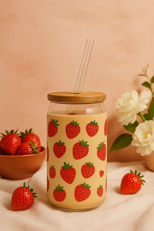 Can Shaped Sipper 500ml| Berries All Over| Tumbler with lid and straw