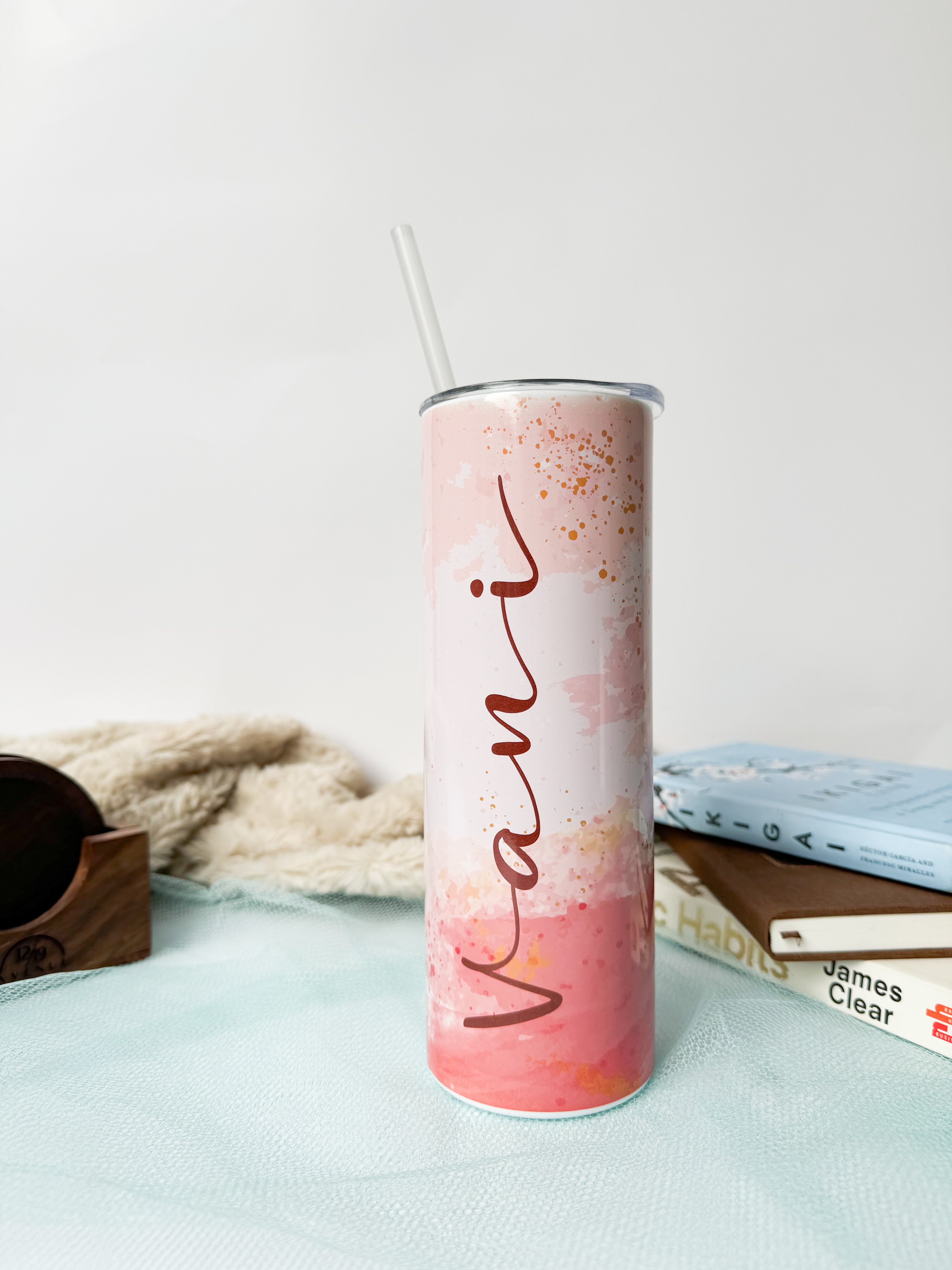 Personalized Colossal Tumbler 700ml with Straw | Dreamy Cascade Name Custom Print| Double Walled Insulated Tumbler 7-8 hrs