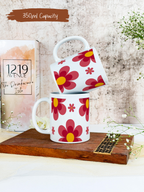 Ceramic White Mug 350ml | Retro Bloom | Pocket Picks Mugs