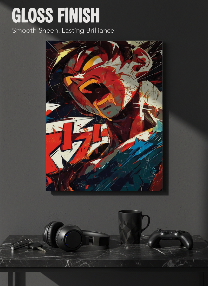 Printed 4K Ultra Gloss Metal Frame A3 Size | Silent Shinobi Rage Print | 1.2mm Premium Thickness Wall Frame (12x18 Inches)