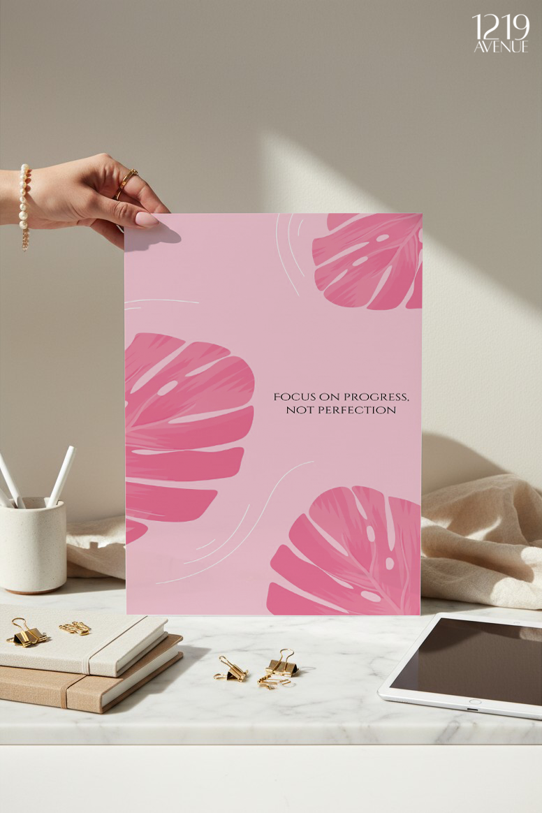 Printed 4K Ultra Gloss Metal Frame A3 Size | Focus On Progress Design | 1.2mm Premium Thickness Wall Frame (12x18 Inches)