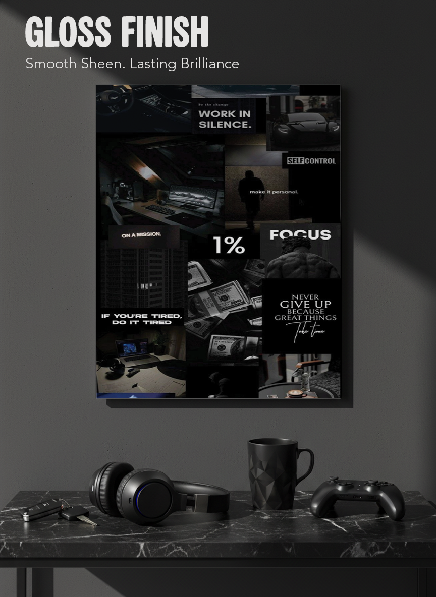 Printed 4K Ultra Gloss Metal Frame A3 Size | 1% Mindset Print | 1.2mm Premium Thickness Wall Frame (12x18 Inches)