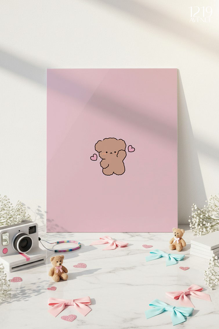 Printed 4K Ultra Gloss Metal Frame A3 Size | Lil Bear Love Print | 1.2mm Premium Thickness Wall Frame (12x18 Inches)