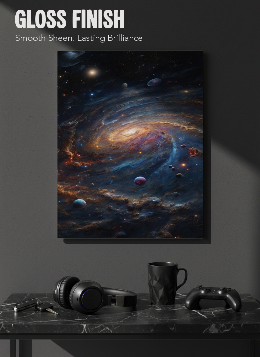 Printed 4K Ultra Gloss Metal Frame A3 Size | Cosmic Infinity Vibes Print | 1.2mm Premium Thickness Wall Frame (12x18 Inches)