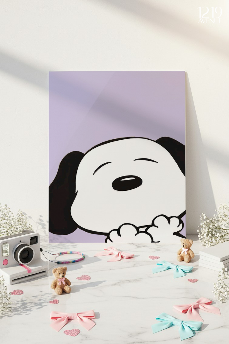 Printed 4K Ultra Gloss Metal Frame A3 Size | Sleepy Pup Print | 1.2mm Premium Thickness Wall Frame (12x18 Inches)