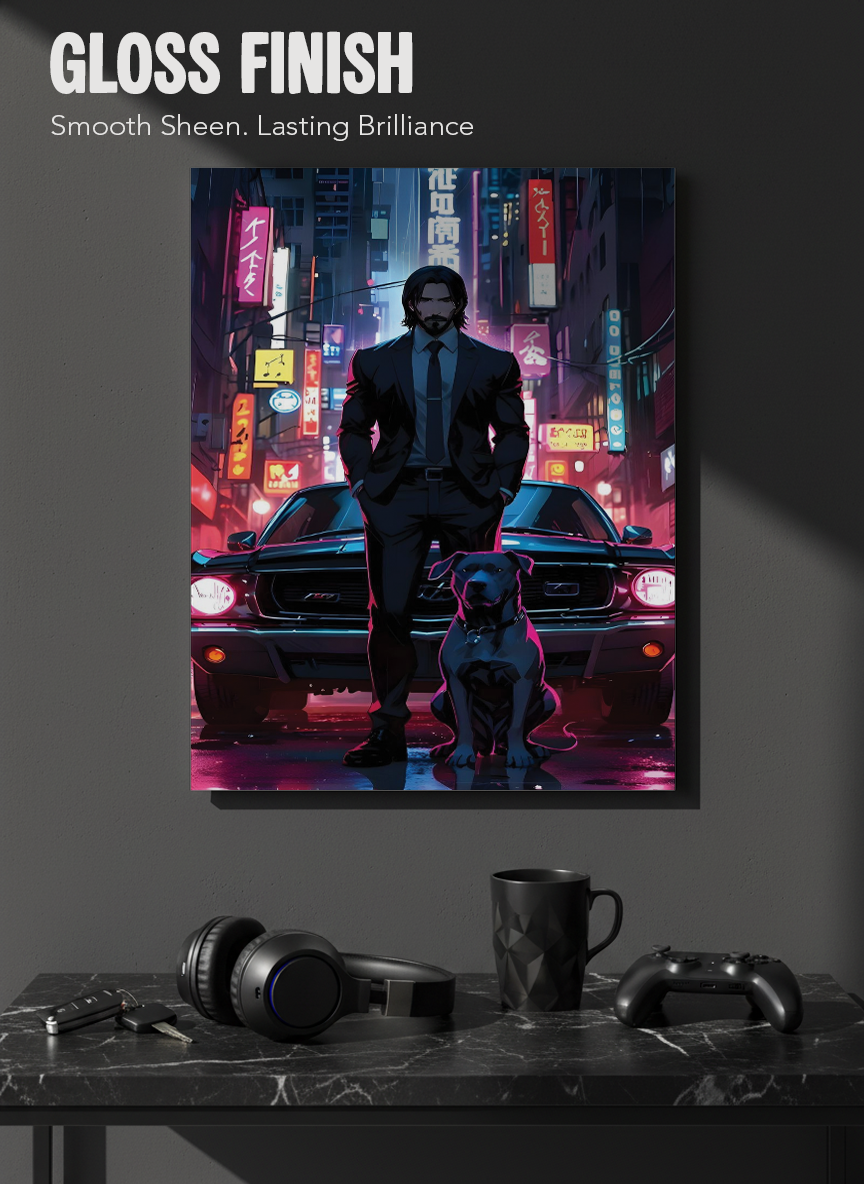 Printed 4K Ultra Gloss Metal Frame A3 Size | Midnight Mafia Vibes Print | 1.2mm Premium Thickness Wall Frame (12x18 Inches)