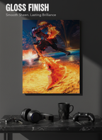 Printed 4K Ultra Gloss Metal Frame A3 Size | Flame Rage Unleashed Print | 1.2mm Premium Thickness Wall Frame (12x18 Inches)
