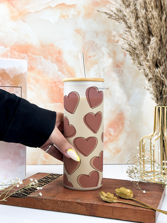 Frosted Grande Sipper 650ml| Big on Love Print| 20oz Tall Tumbler with Straw and Lid