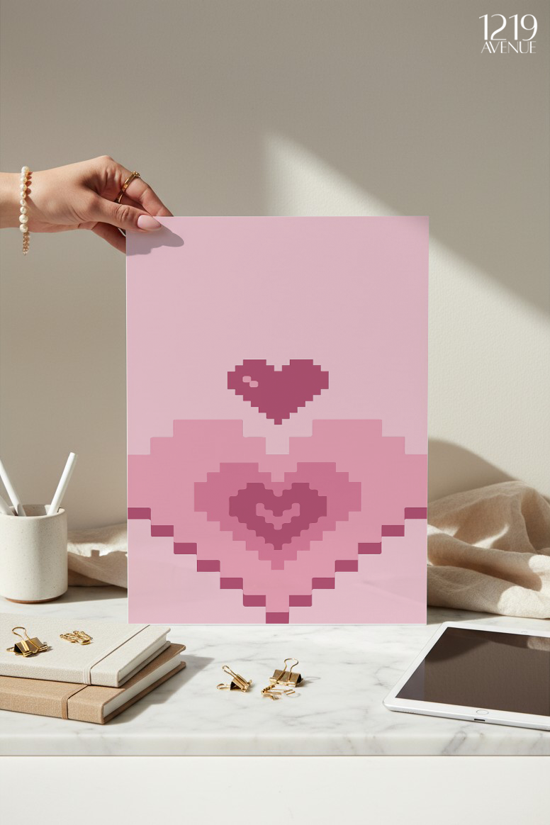 Printed 4K Ultra Gloss Metal Frame A3 Size | Heart Design | 1.2mm Premium Thickness Wall Frame (12x18 Inches)