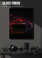 Printed 4K Ultra Gloss Metal Frame A3 Size | Midnight Redline Print | 1.2mm Premium Thickness Wall Frame (12x18 Inches)
