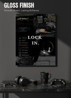 Printed 4K Ultra Gloss Metal Frame A3 Size | Lock In Mentality Print | 1.2mm Premium Thickness Wall Frame (12x18 Inches)