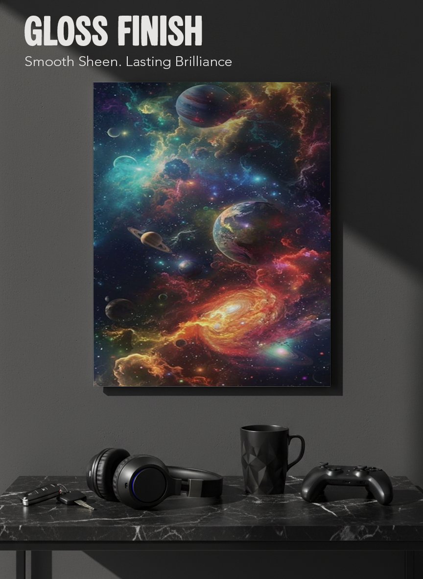 Printed 4K Ultra Gloss Metal Frame A3 Size | Cosmic Dreamscape Print | 1.2mm Premium Thickness Wall Frame (12x18 Inches)