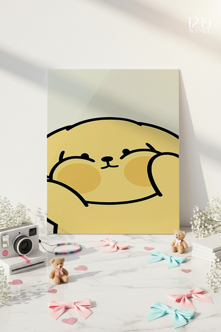 Printed 4K Ultra Gloss Metal Frame A3 Size | Chubby Cheeks Print | 1.2mm Premium Thickness Wall Frame (12x18 Inches)