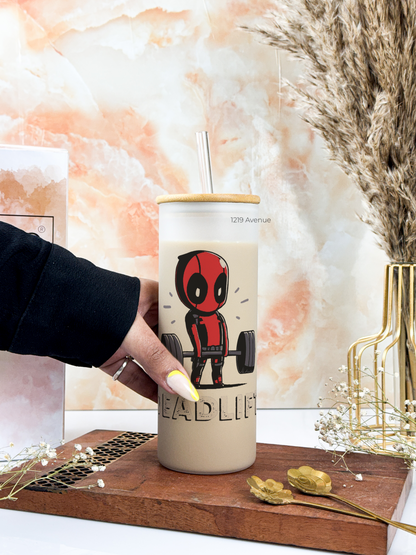 Frosted Grande Sipper 650ml| Deadpool Deadlift Print| 20oz Tall Tumbler with Straw and Lid