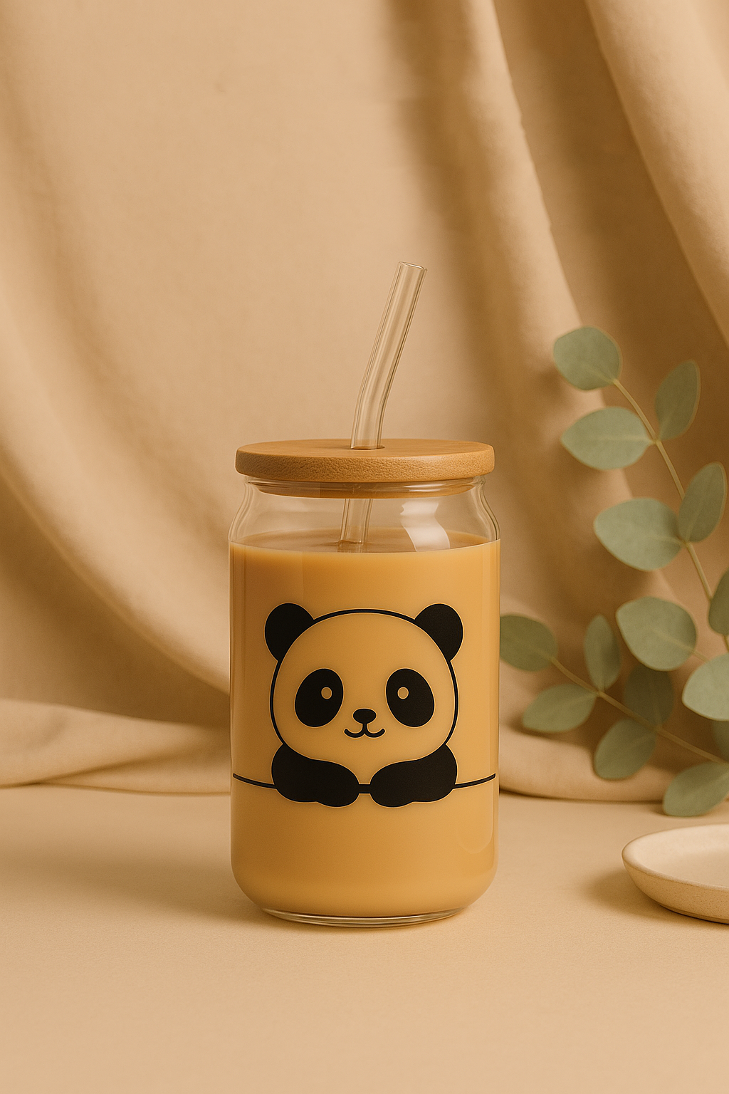 Can Shaped Sipper 500ml| Panda Print | 18oz Can Tumbler with lid, straw and coaster.