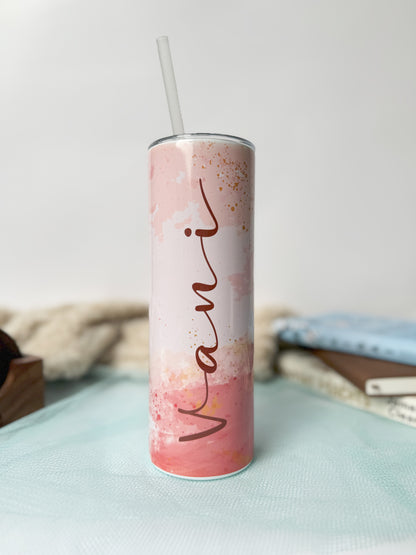 Personalized Colossal Tumbler 750ml with Silicon Straw | Dreamy Cascade Name Custom Print| Double Walled Insulated Tumbler 26oz