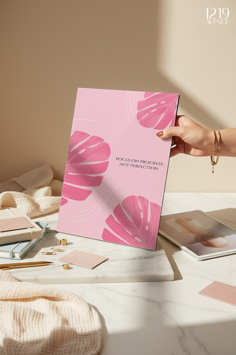 Printed 4K Ultra Gloss Metal Frame A3 Size | Focus On Progress Design | 1.2mm Premium Thickness Wall Frame (12x18 Inches)