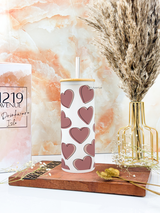 Frosted Grande Sipper 650ml| Big on Love Print| 20oz Tall Tumbler with Straw and Lid