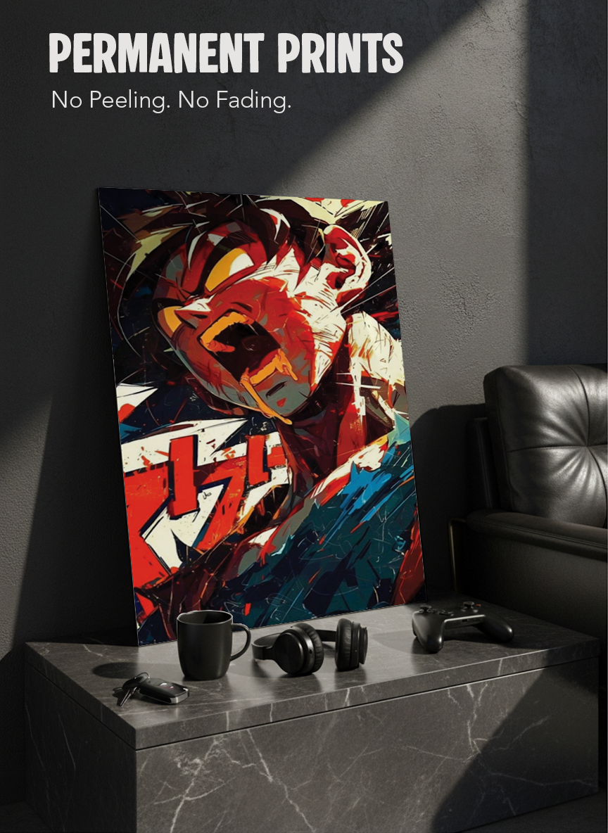 Printed 4K Ultra Gloss Metal Frame A3 Size | Silent Shinobi Rage Print | 1.2mm Premium Thickness Wall Frame (12x18 Inches)