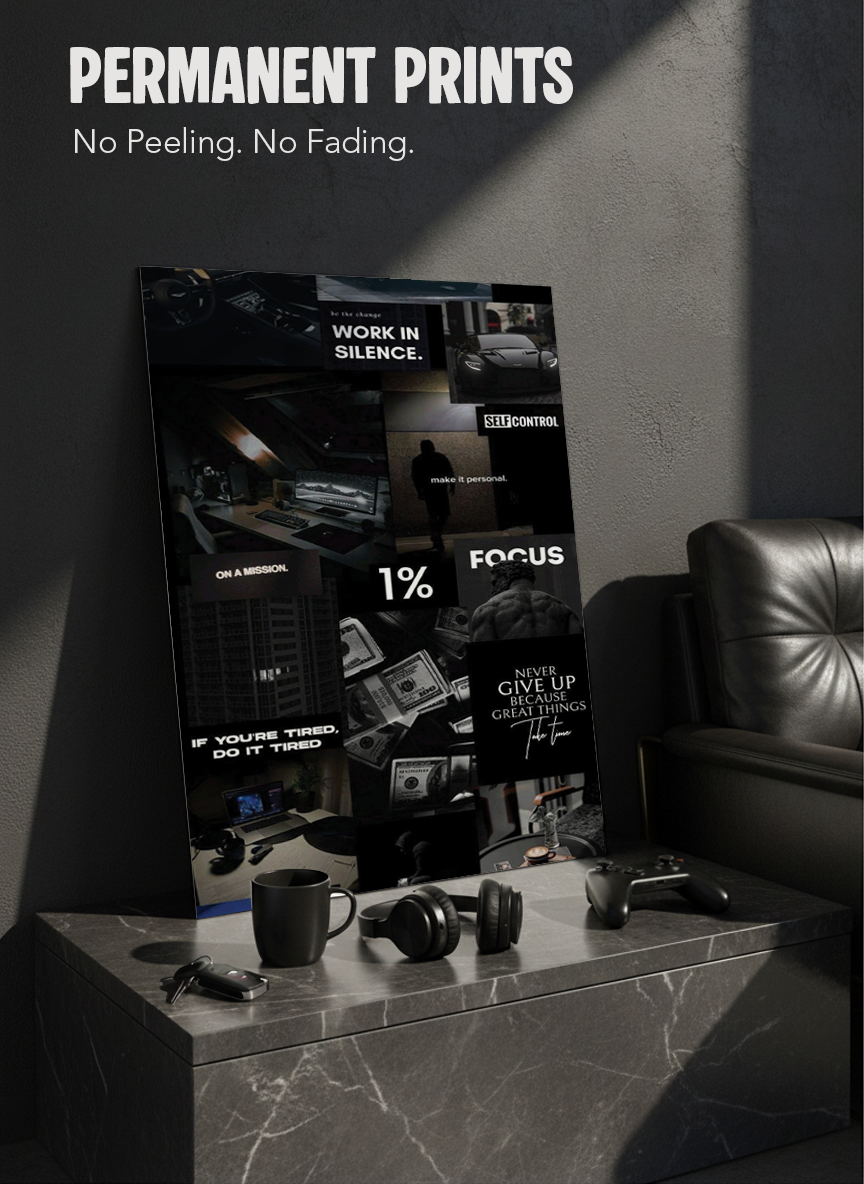 Printed 4K Ultra Gloss Metal Frame A3 Size | 1% Mindset Print | 1.2mm Premium Thickness Wall Frame (12x18 Inches)