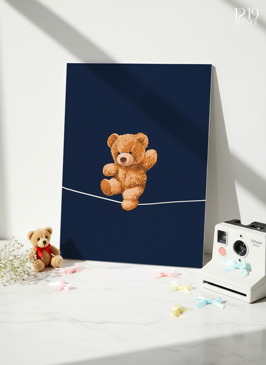 Printed 4K Ultra Gloss Metal Frame A3 Size | Bearly Holding Print | 1.2mm Premium Thickness Wall Frame (12x18 Inches)